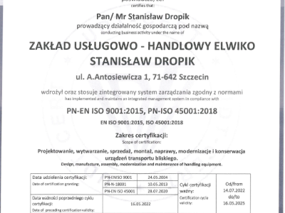 Certifikat 1 DE